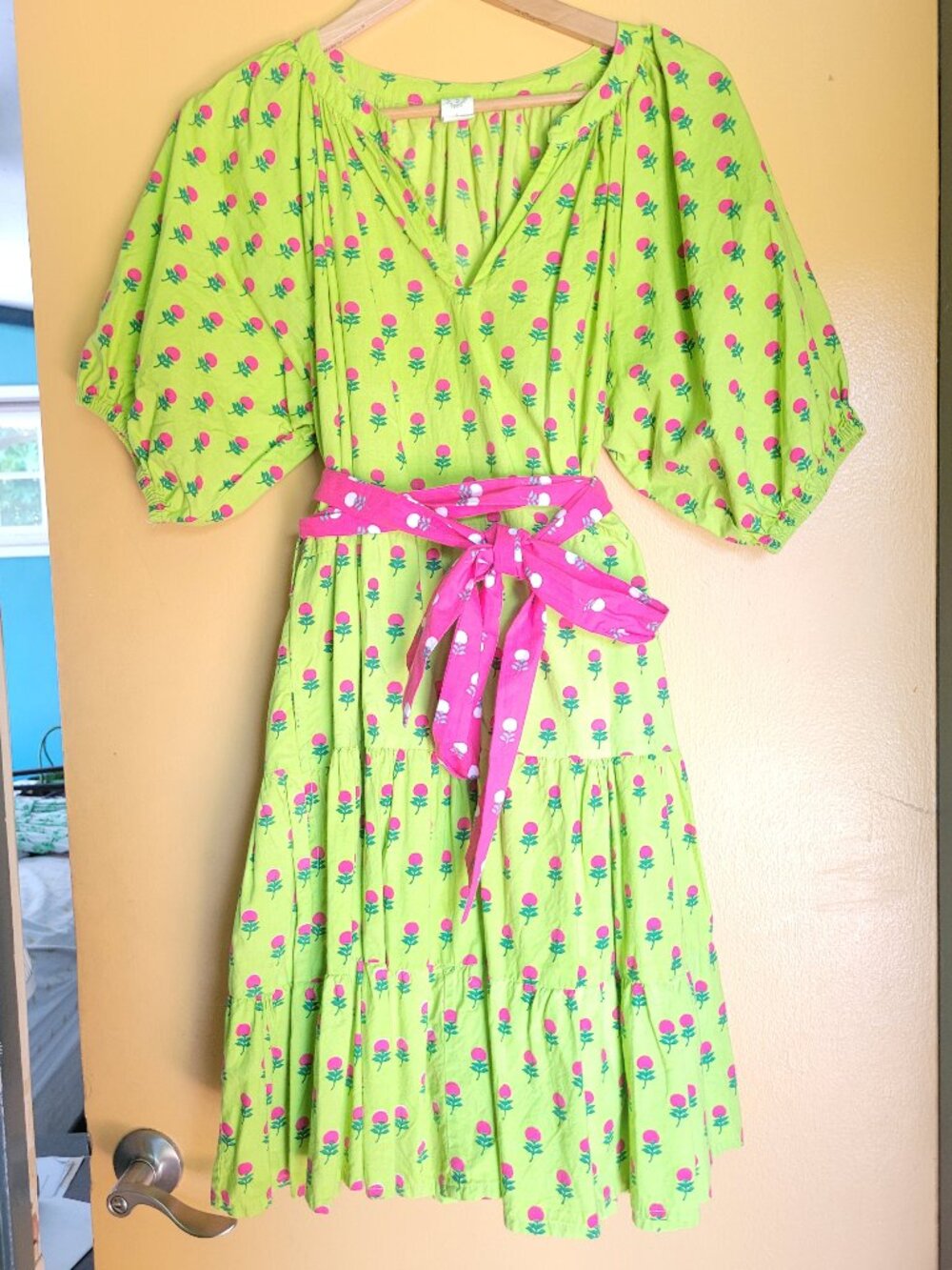 Printfresh dress lime green and pink